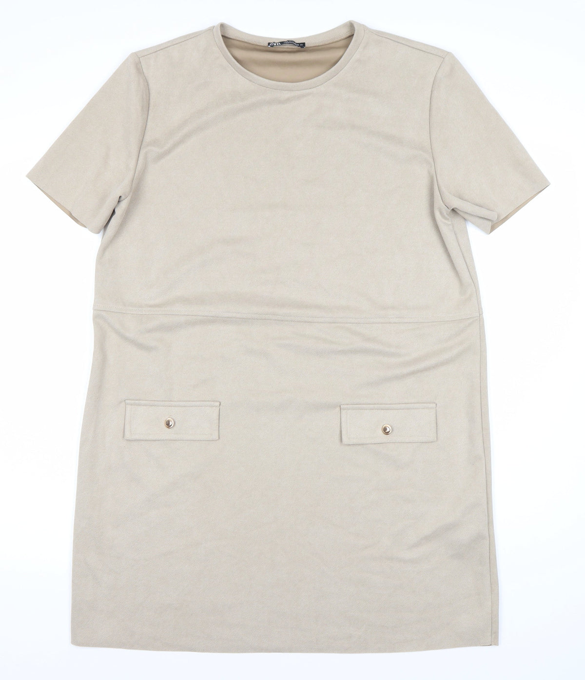 Zara Women's Beige Shift Dress XL - Casual Spring Wear