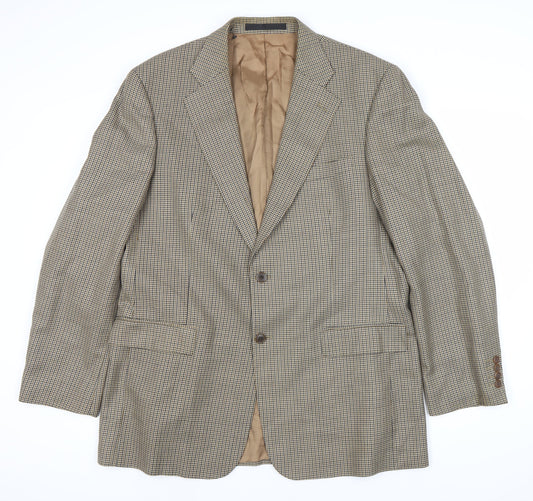 Marks and Spencer Men Beige Check Wool Blazer 42L