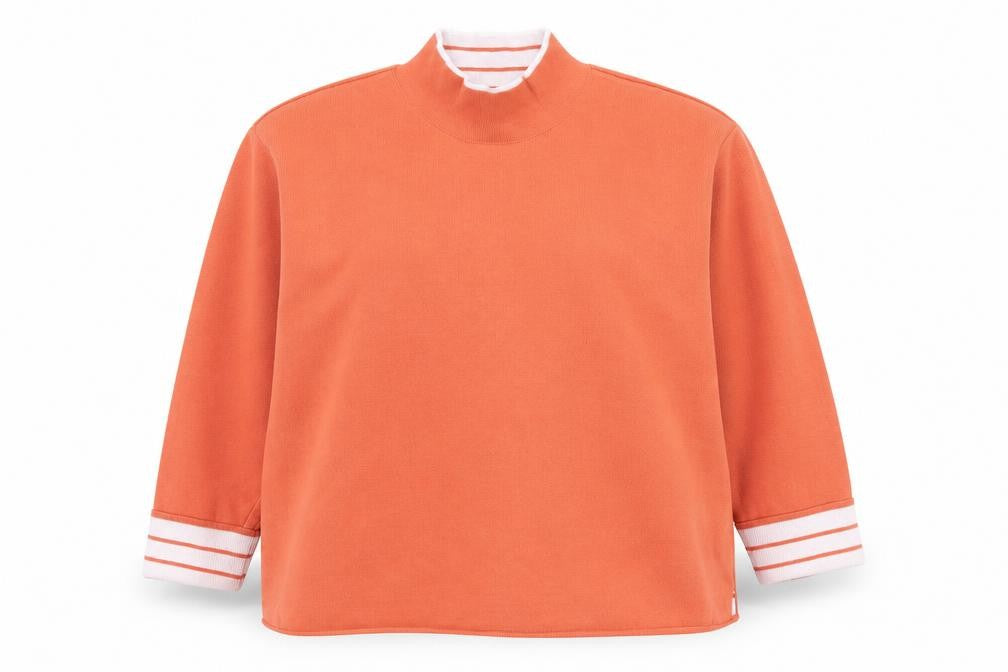 Lands' End Women’s Orange Mock Neck Jumper, L Petite