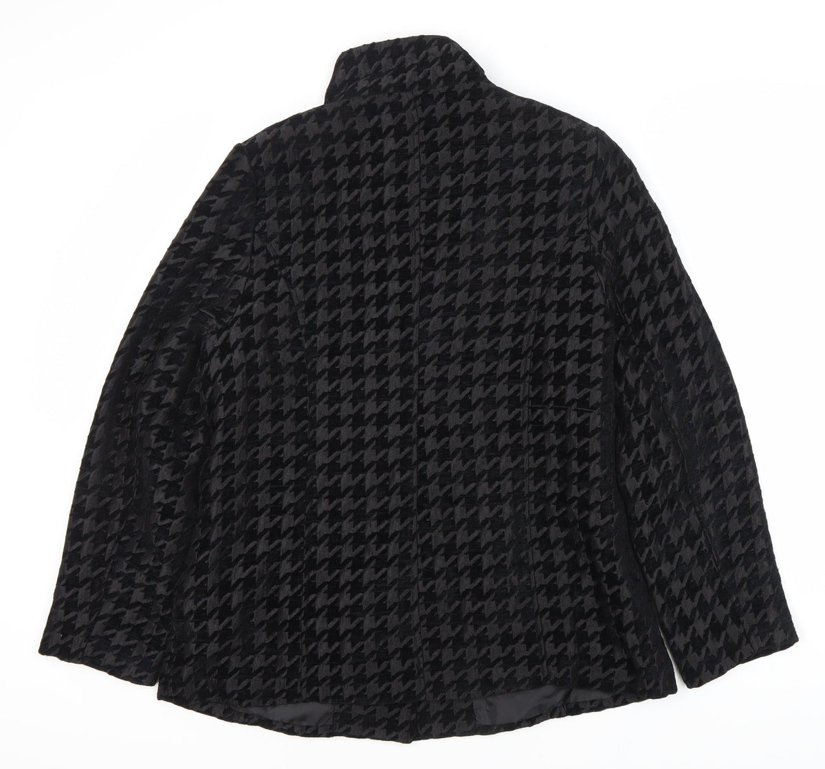 TIGI Women's Black Checkered Mid-Length Coat - Size 12