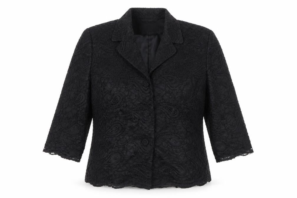 Precis Petite Women's Black Lace Suit Jacket Size 10