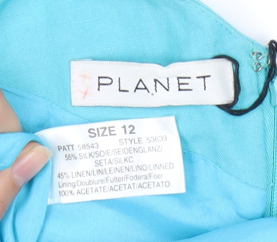 Planet Women's Blue Silk Linen Dress Size 12