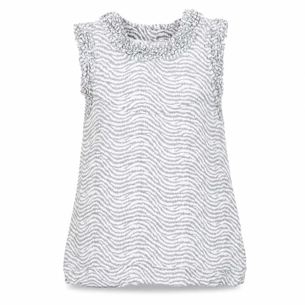 French Connection Women's White Striped Blouse - Size 10