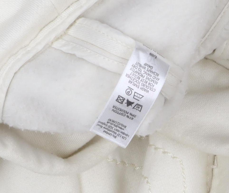 BHS Women's White Cotton Pea Coat, Size M, Double-Breasted