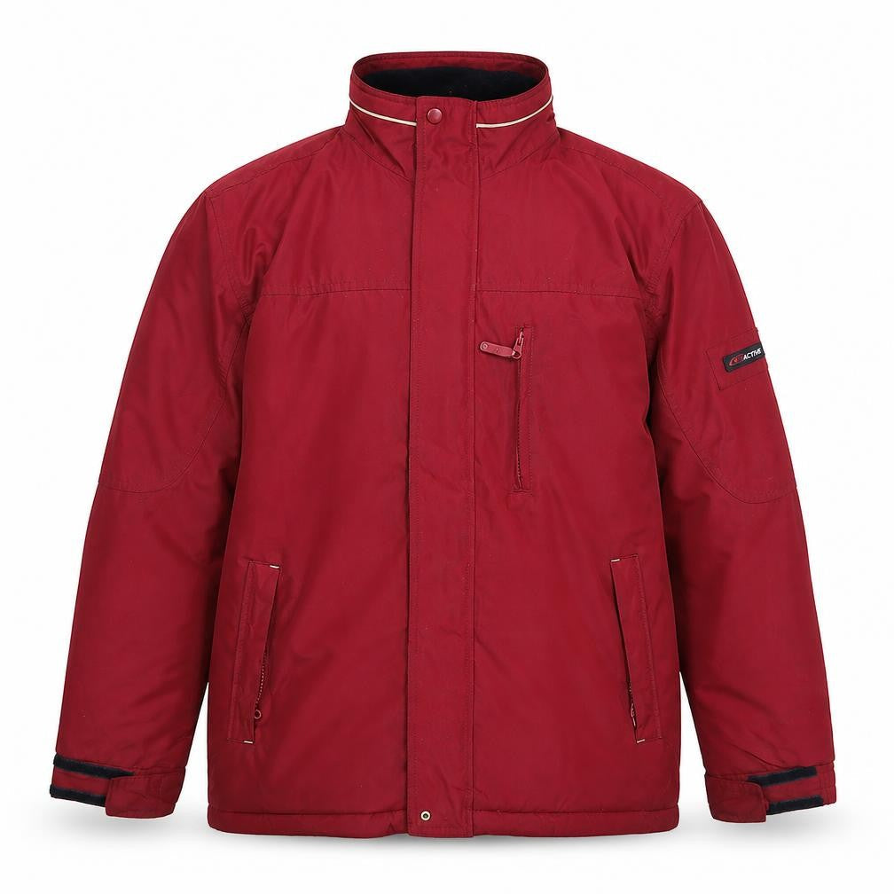 Active Men's Red Parka Jacket, Full Zip, Size Regular