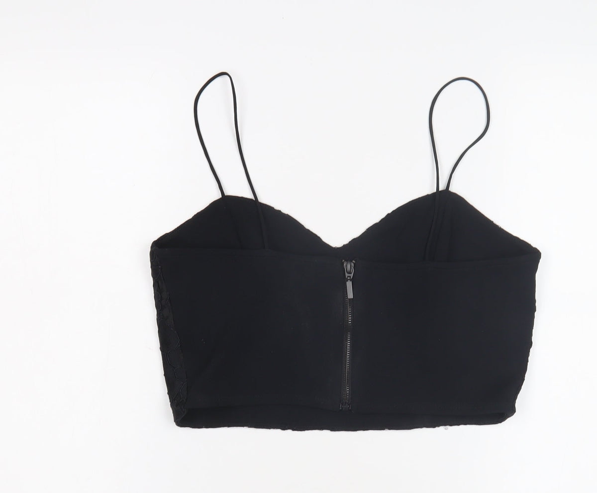 Topshop Women's Black Cropped Camisole UK 14 Petite