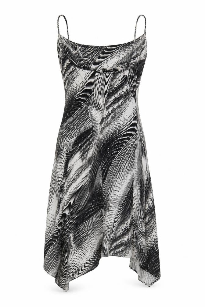 MNG Women's Black Geometric Slip Dress Size 8