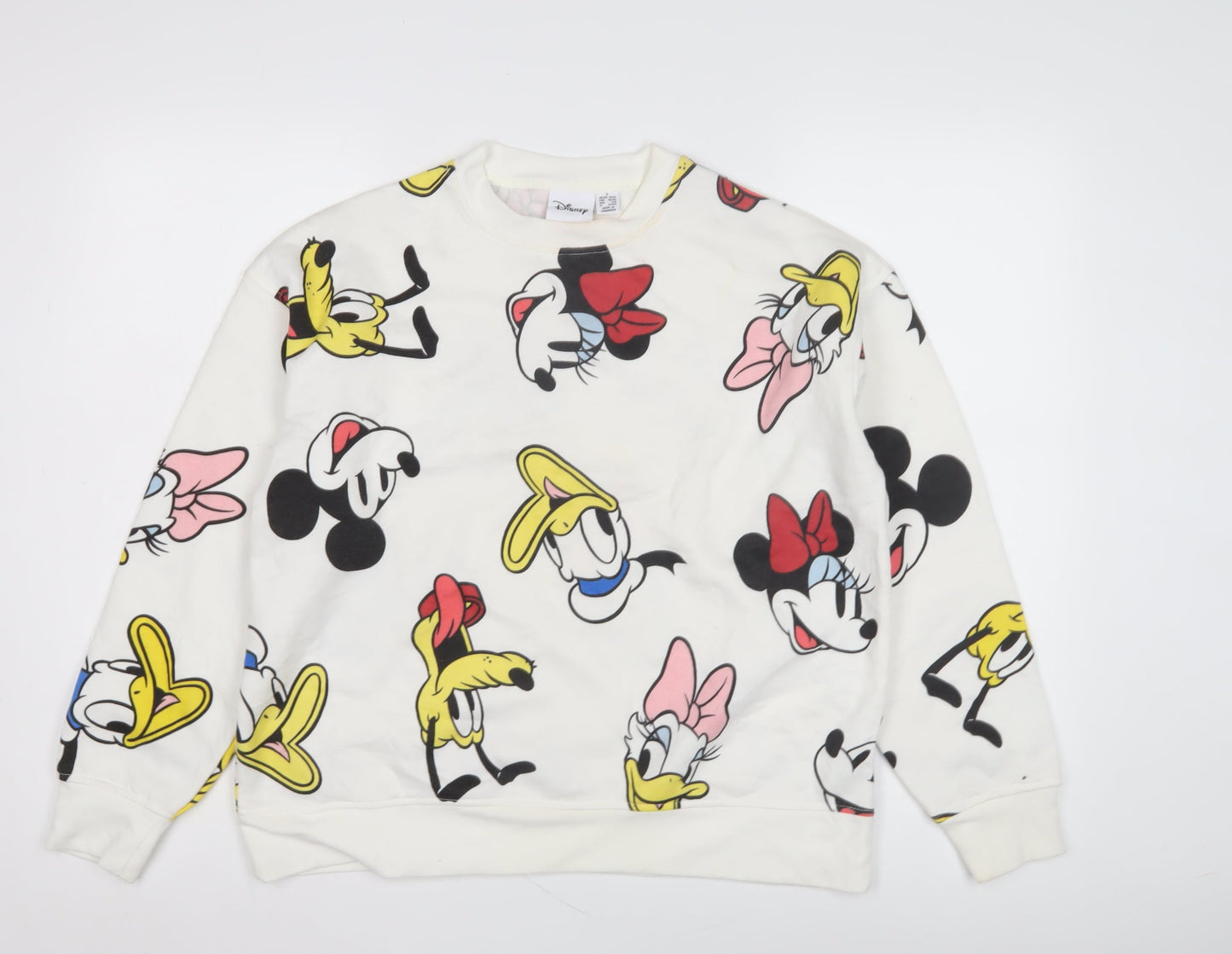 Disney Women's White Cartoon Pullover Sweatshirt Size S