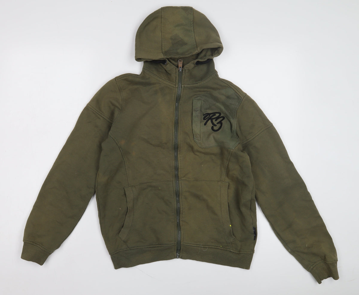 Ripstop Boys Green XL Full Zip Hoodie with Logo