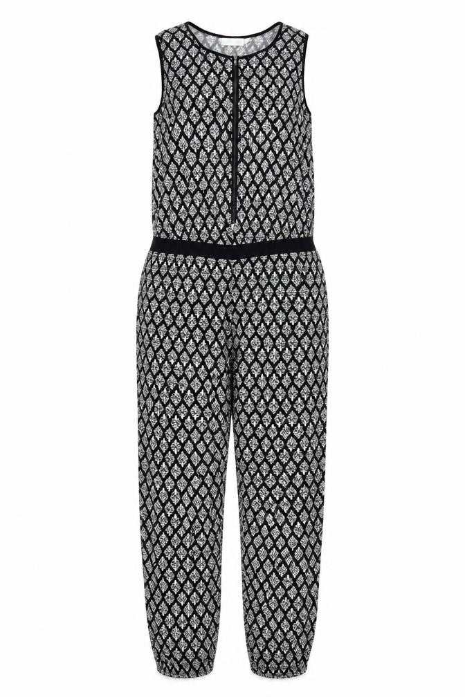 JoJo Maman Bébé Women's Black S Jumpsuit Geometric Sleeveless
