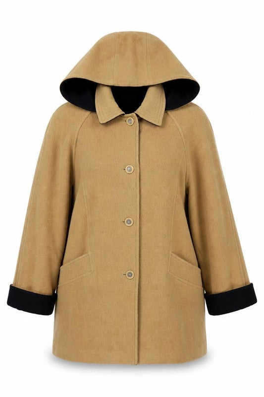 Astraka Women's Beige Hooded Overcoat Size 16
