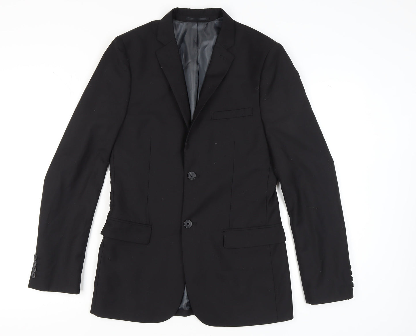 Topman Men's Black Slim Fit Blazer, Size 36L