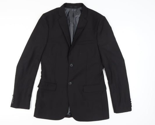 Topman Men's Black Slim Fit Blazer, Size 36L