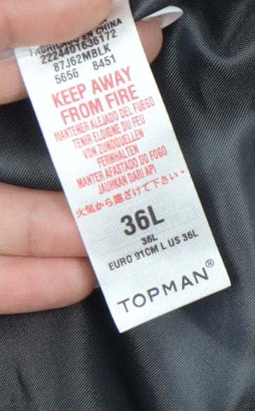 Topman Men's Black Slim Fit Blazer, Size 36L