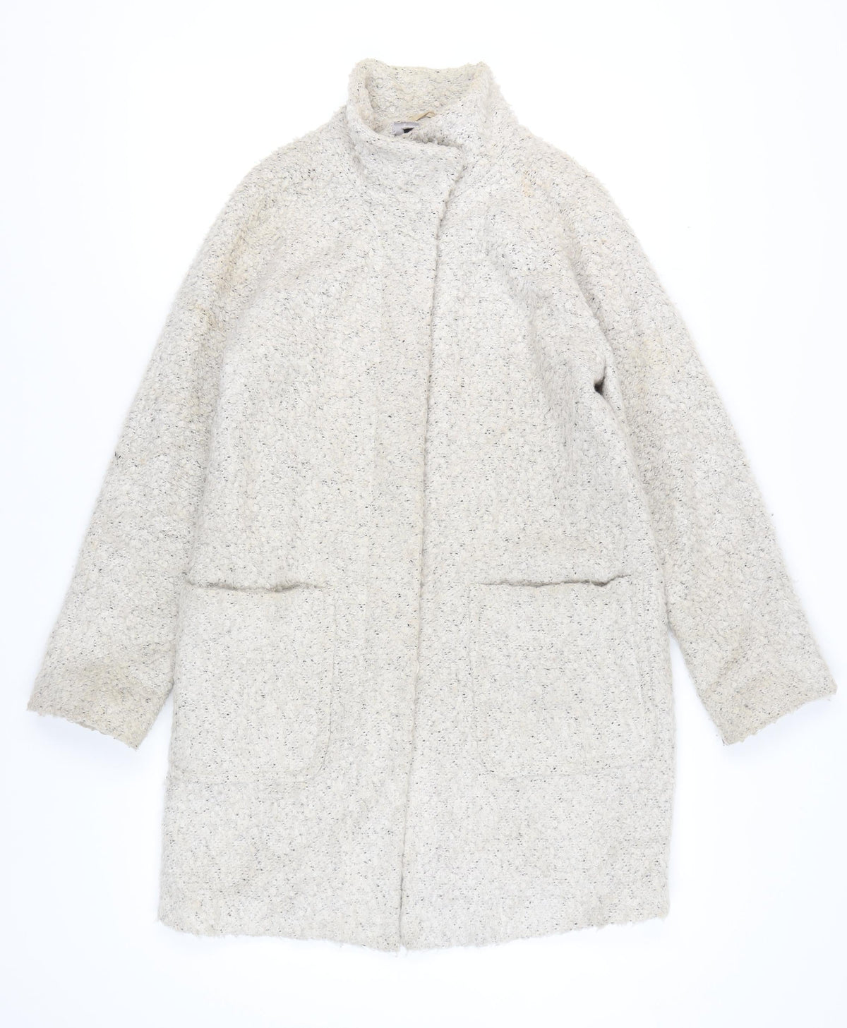 Betty Jackson Black Women's Ivory Wool Mid-Length Coat