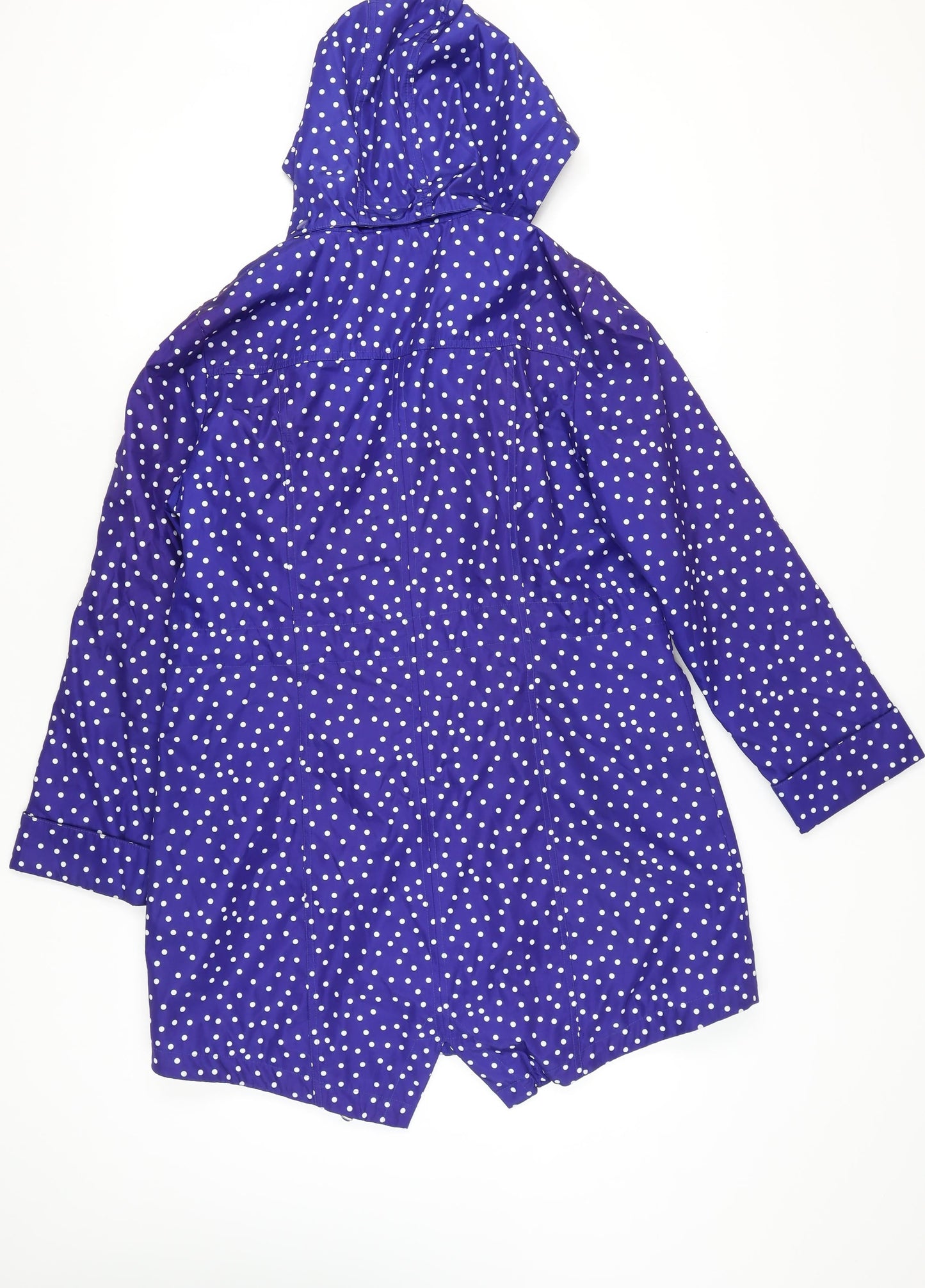 Finesse Women's Blue Polka Dot Hooded Rain Coat Size 14