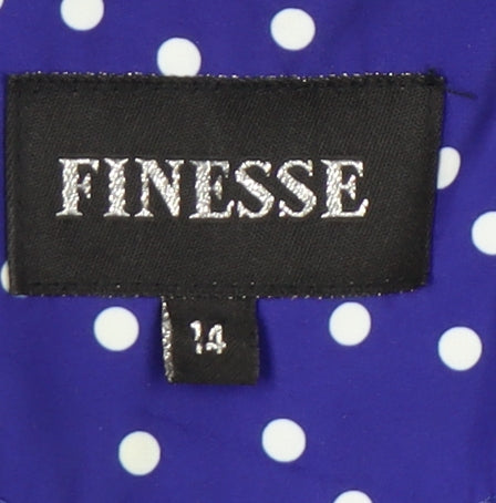 Finesse Women's Blue Polka Dot Hooded Rain Coat Size 14