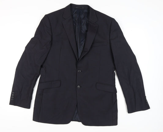 John Lewis Men's Black Long Blazer, 42L Wool Jacket