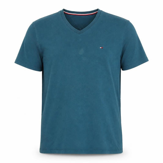 Tommy Hilfiger Men's Blue Cotton V-Neck T-Shirt, M