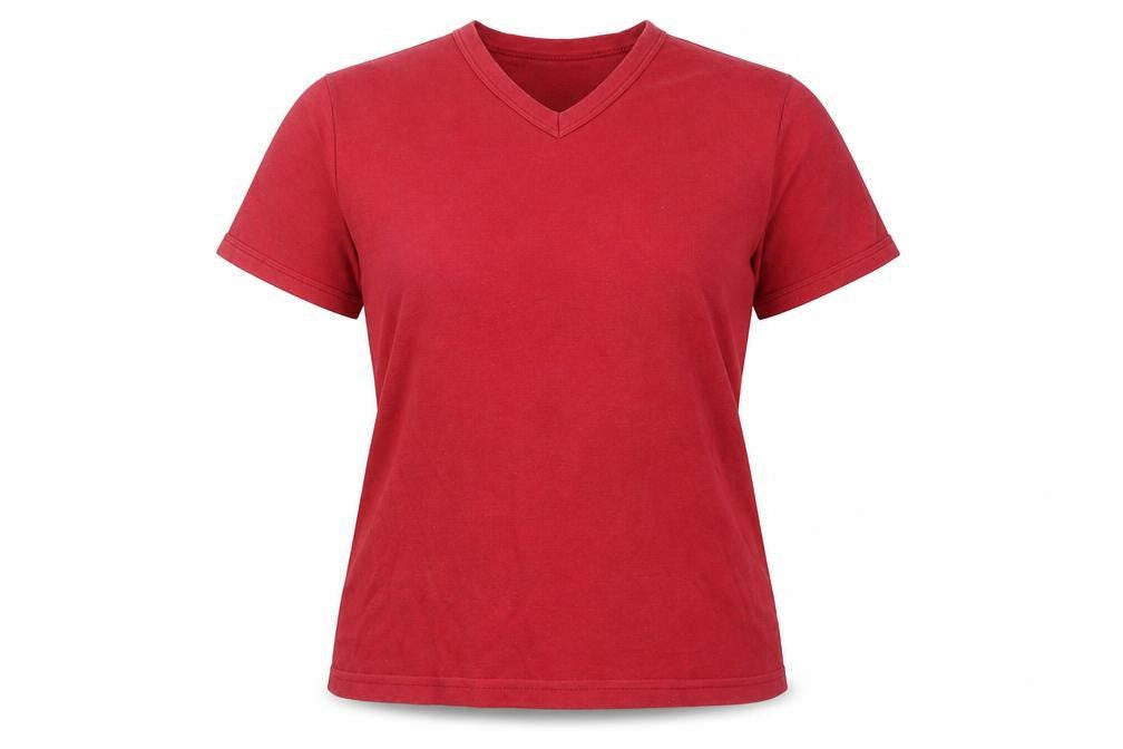 Hawkshead Unisex Red Cotton V-Neck T-Shirt Large