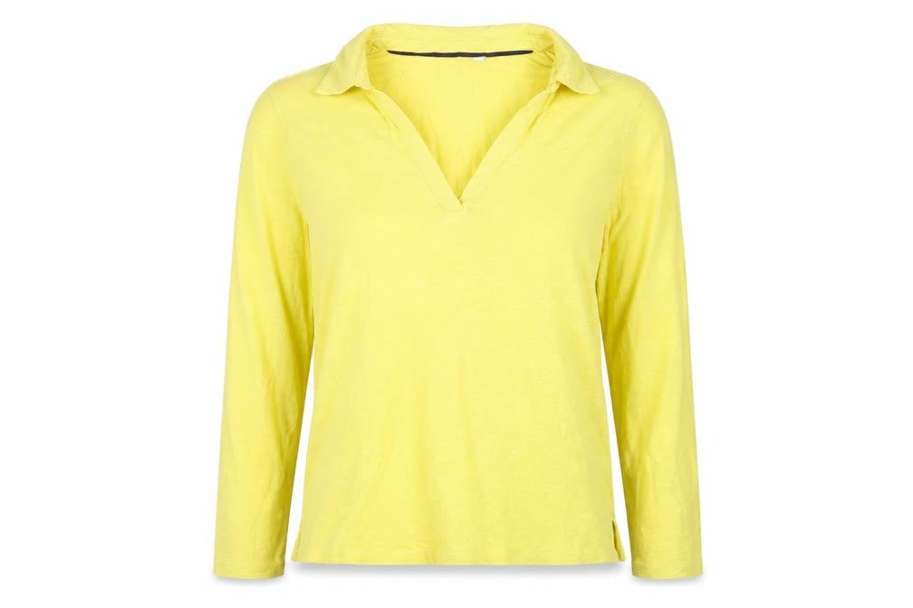 Boden Women's Yellow Collared Long Sleeve T-Shirt L