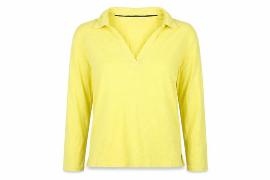 Boden Women's Yellow Collared Long Sleeve T-Shirt L