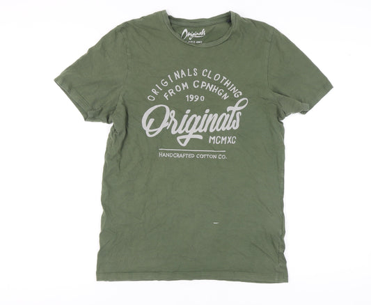 Jack & Jones Green Men's M Graphic Crew Neck T-Shirt
