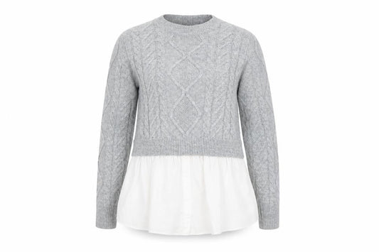 New Look Women's Grey Cable-Knit Pullover Jumper UK 12