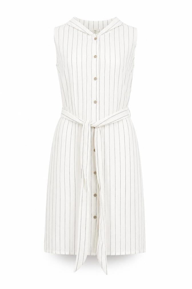 Fat Face Women's White Striped Button Dress Size 12