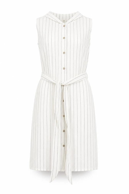 FatFace Women's White Striped Button Dress Size 12