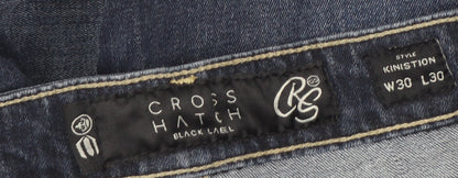 Crosshatch Men's Blue Slim Fit Distressed Jeans 30W 30L