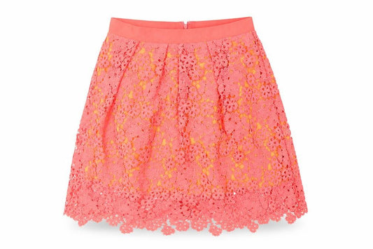 Whistles Women’s Orange Lace Pleated Skirt Size 12