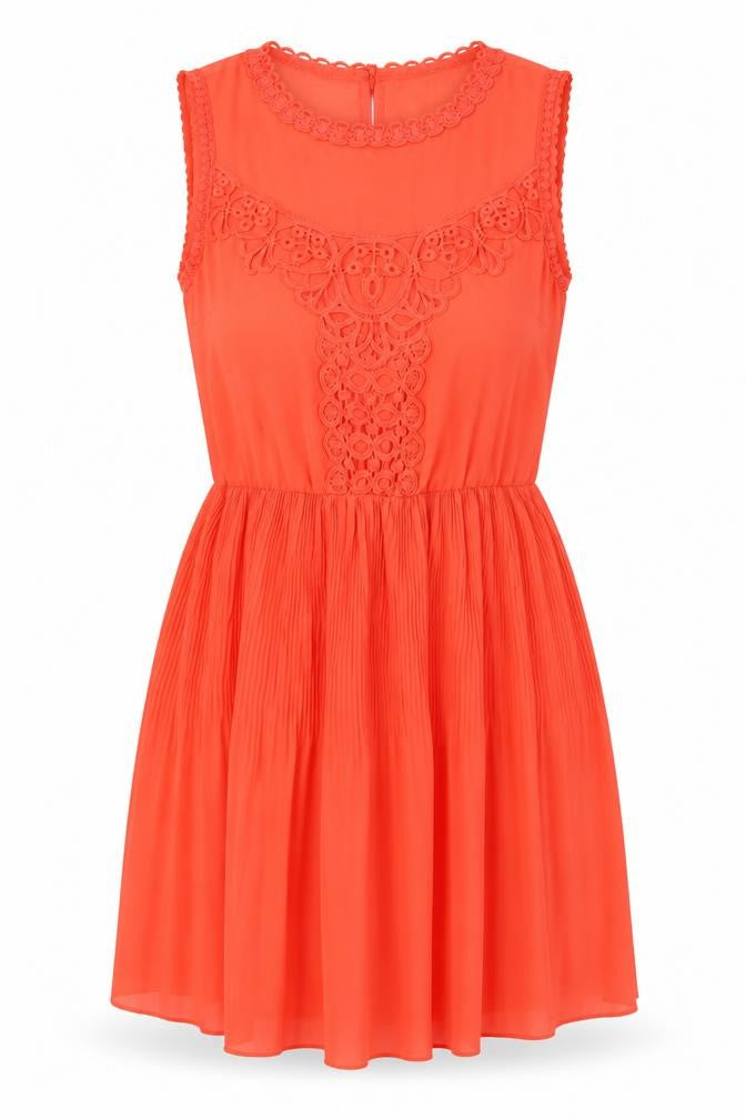 Oasis Women's Orange Sleeveless Chiffon Dress Size 8
