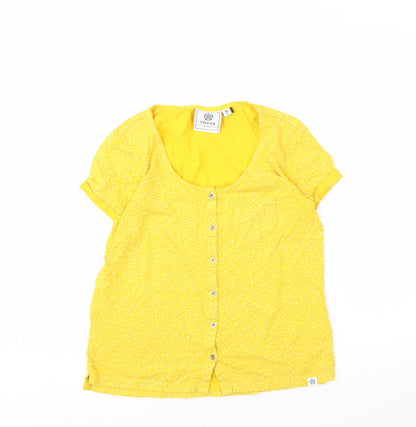 TOG24 Women's Yellow Polka Dot Button-Up Blouse