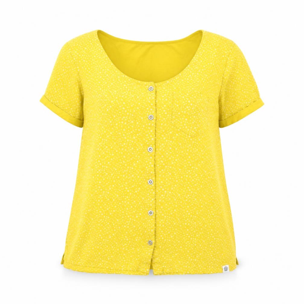 TOG24 Women's Yellow Polka Dot Button-Up Blouse