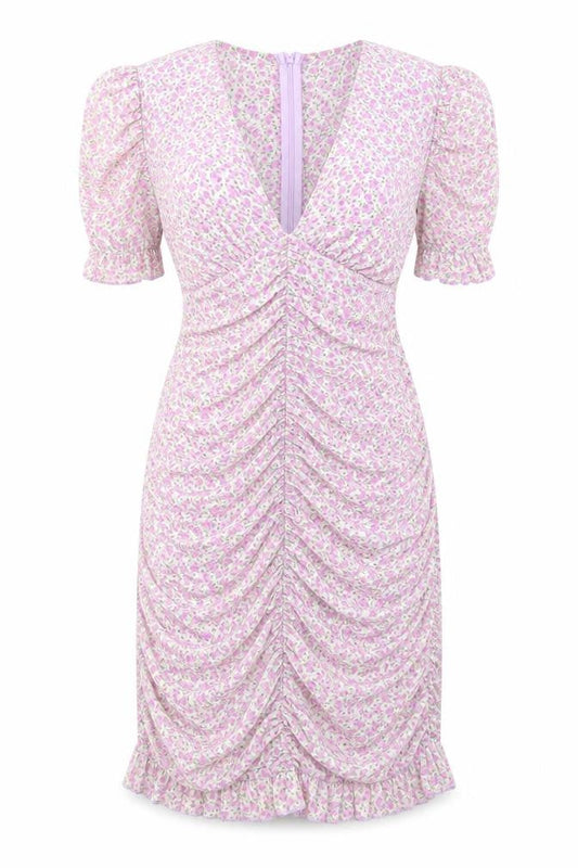 SBETRO Women's Floral Puff Sleeve Sheath Dress S