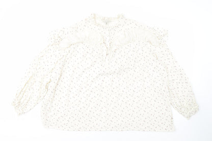 Additional front view of Savannah Miller Women's White Floral Blouse, size 22