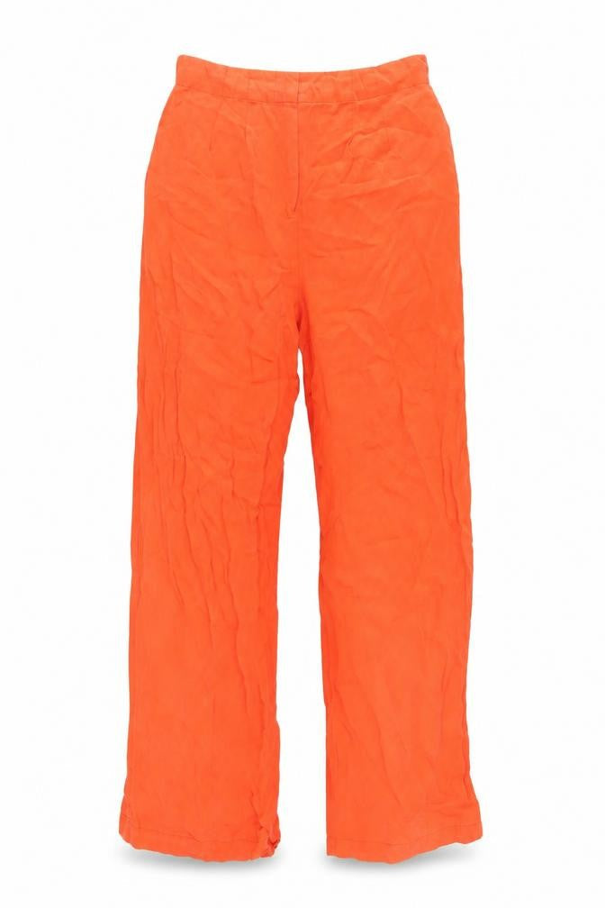 Selected Femme Women's Orange Wide-Leg Trousers, Size 8
