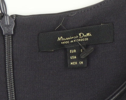 Brand and care label for Massimo Dutti Women's Black Shift Dress, size 8, Long Sleeve