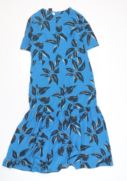 Back view of Autograph Women's Blue Floral Maxi Dress, size 8