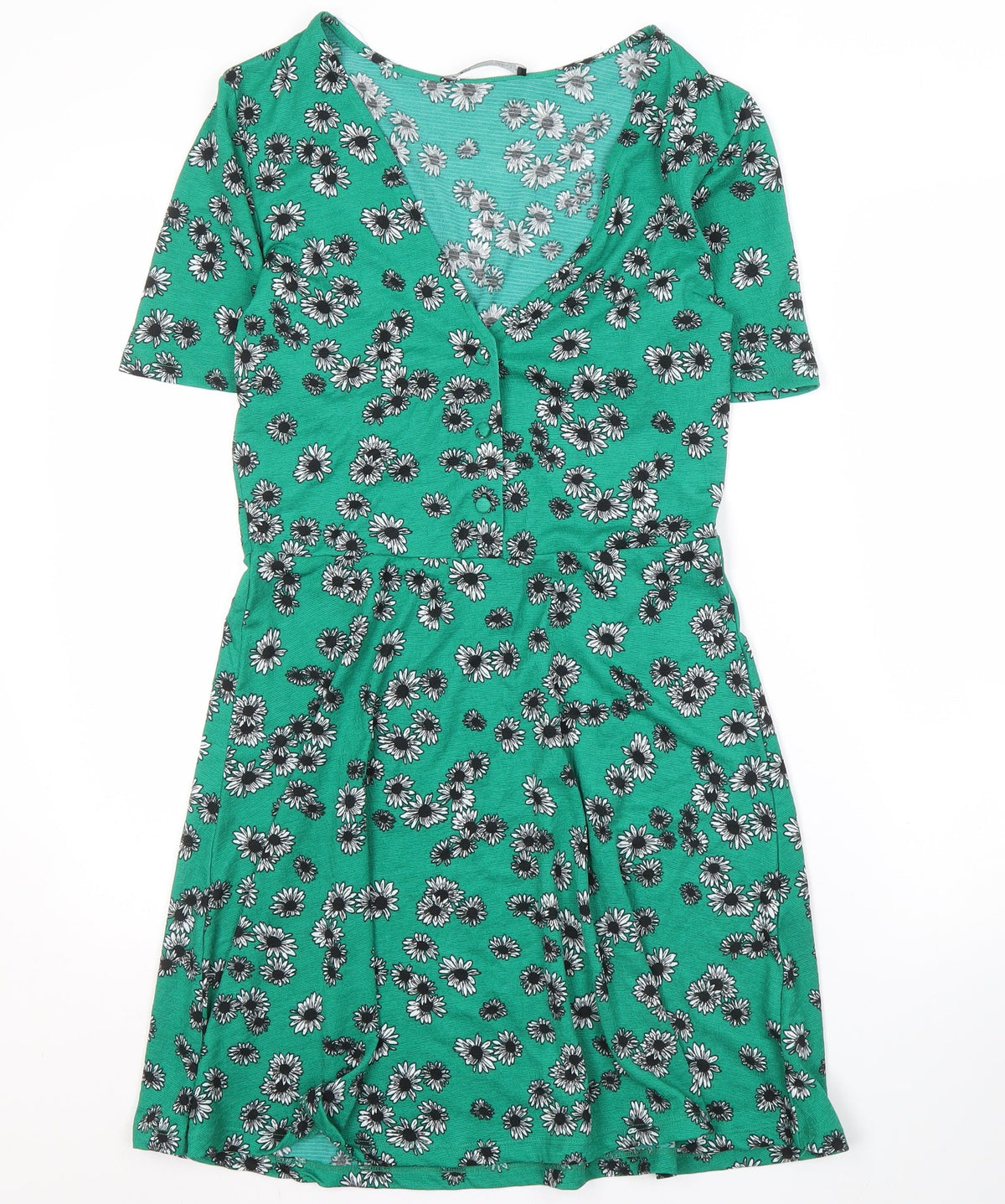 Zara Women's Green Floral A-Line Knee Length Dress