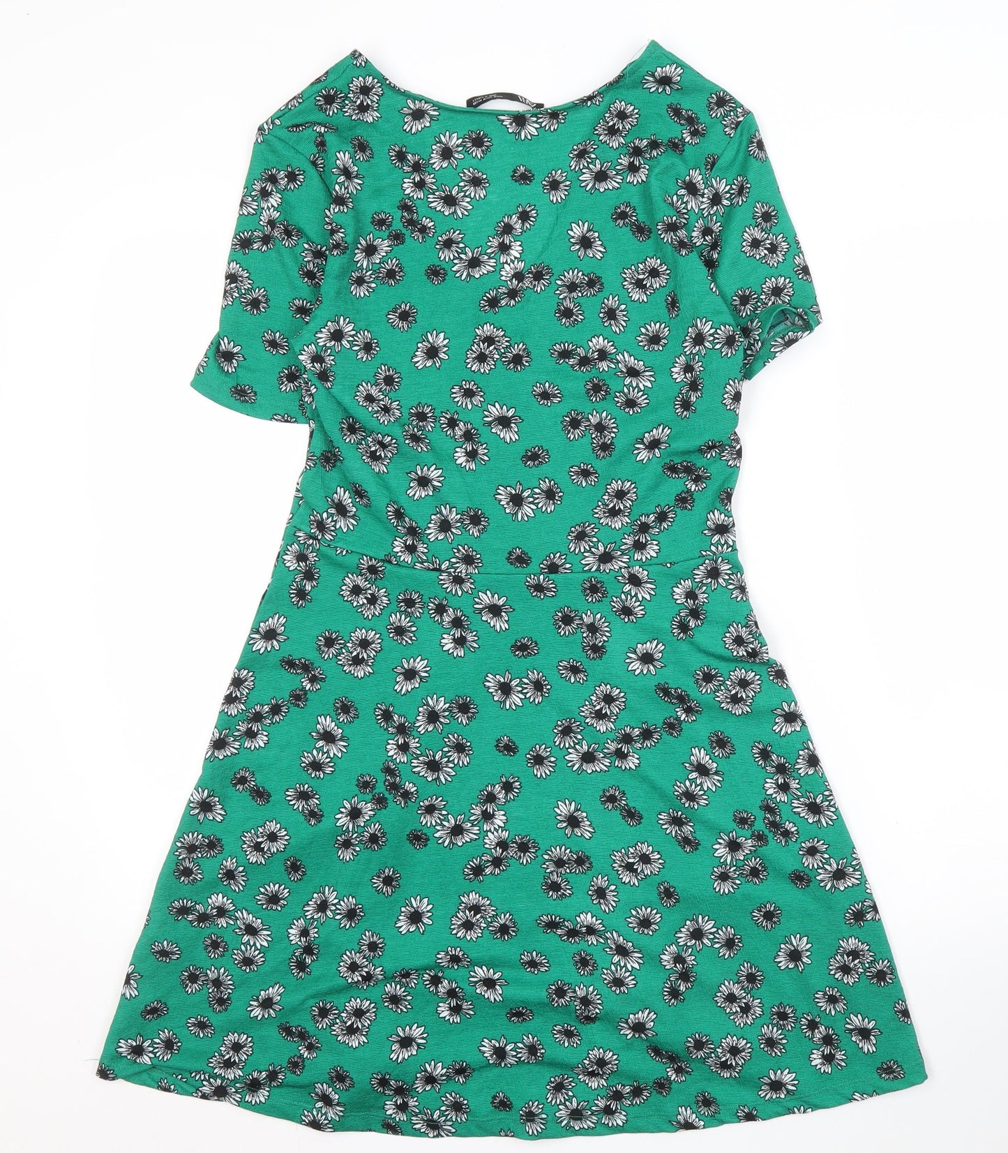 Zara Women's Green Floral A-Line Knee Length Dress