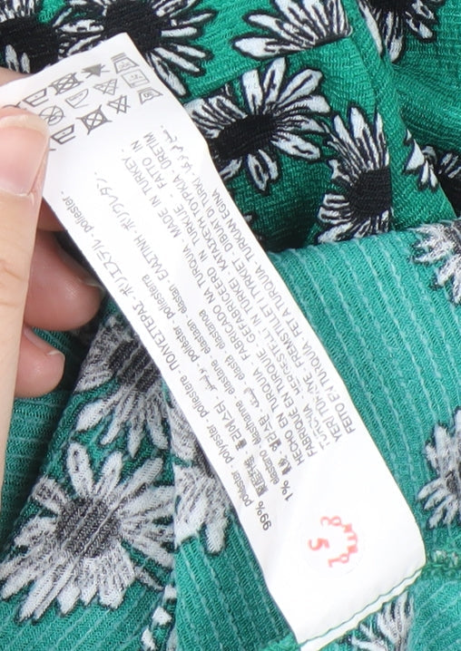 Zara Women's Green Floral A-Line Knee Length Dress