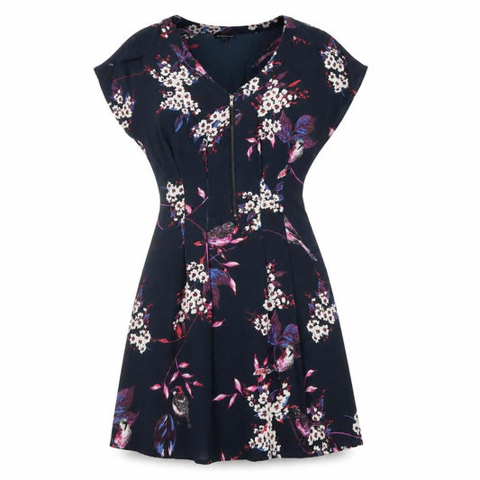 Warehouse Women's Multicoloured Floral V-Neck Dress