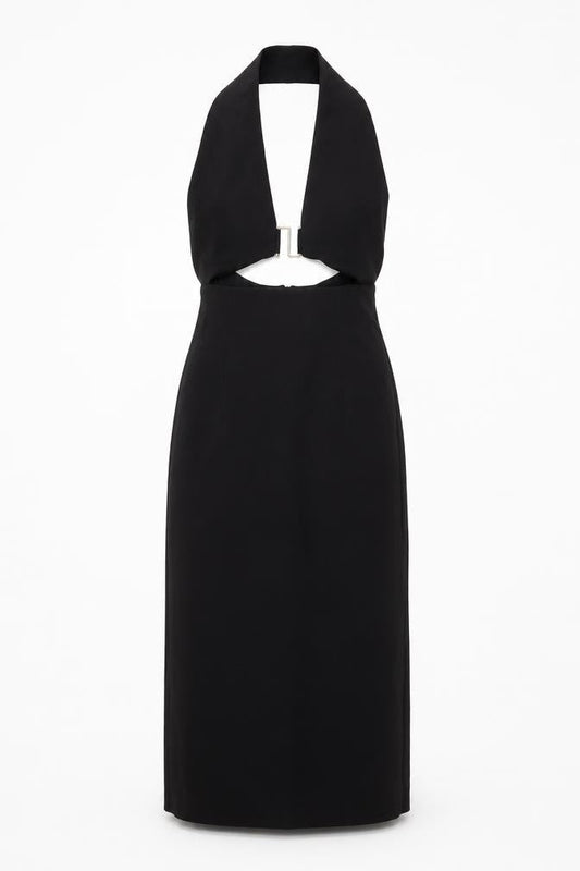 Zara Women’s Black Halter Midi Sheath Dress XS