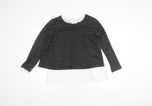 Wallis Petite Black Long Sleeve Top UK 12