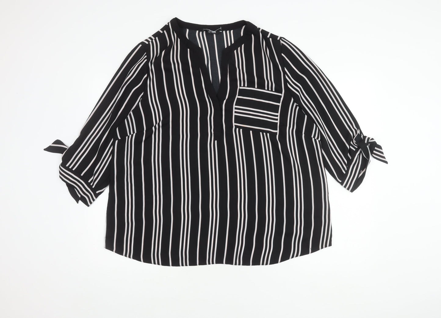 Debenhams Women's Black Striped Blouse Size 20