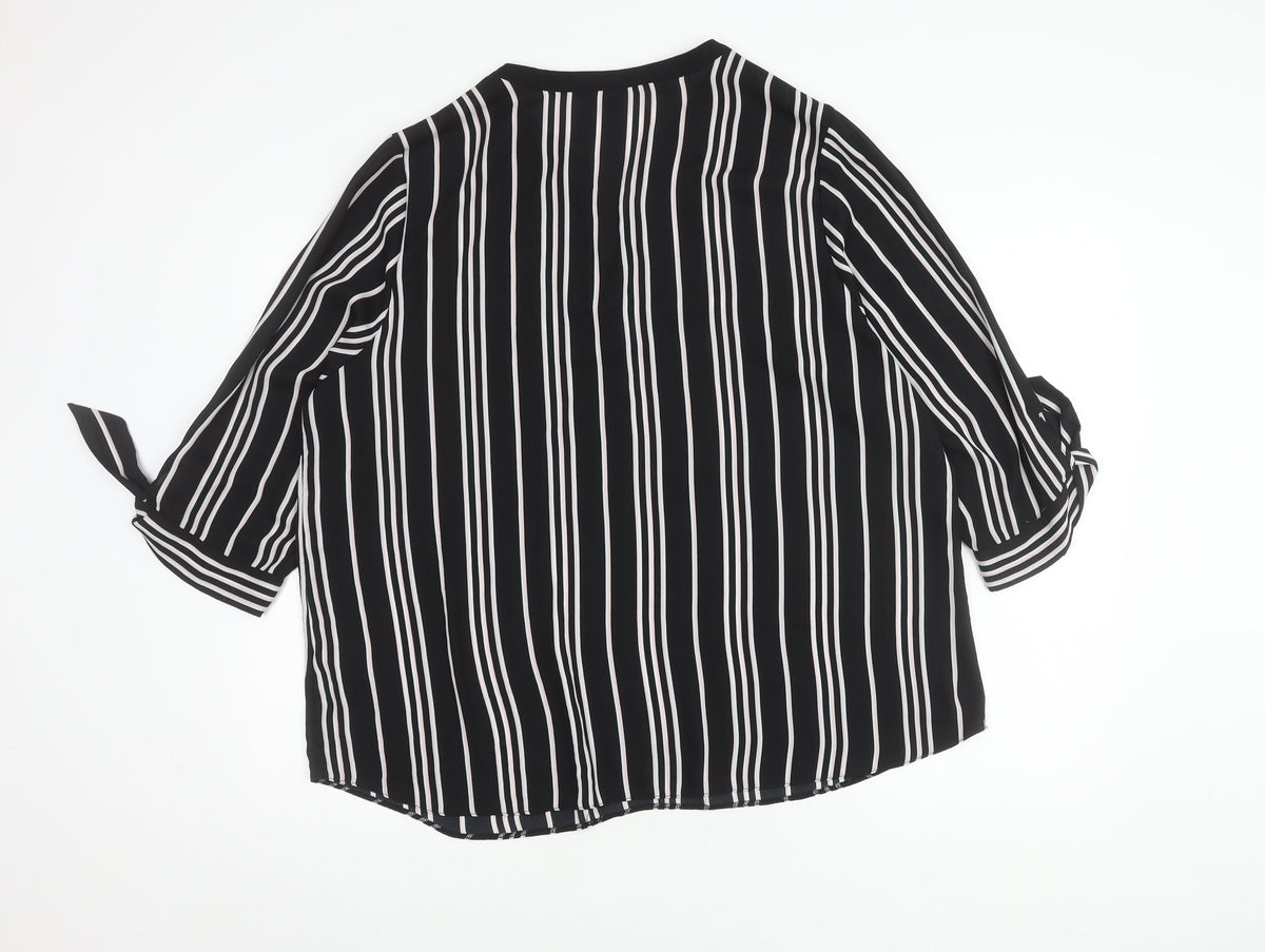 Debenhams Women's Black Striped Blouse Size 20