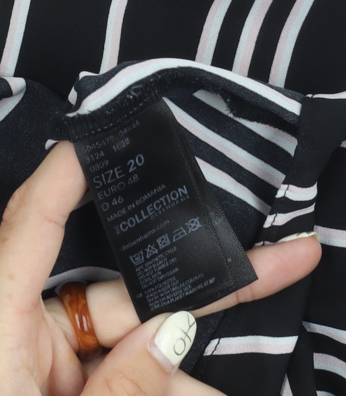 Debenhams Women's Black Striped Blouse Size 20