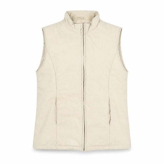 EWM Women's Beige Waistcoat Size 10-12, Full Zip Casual
